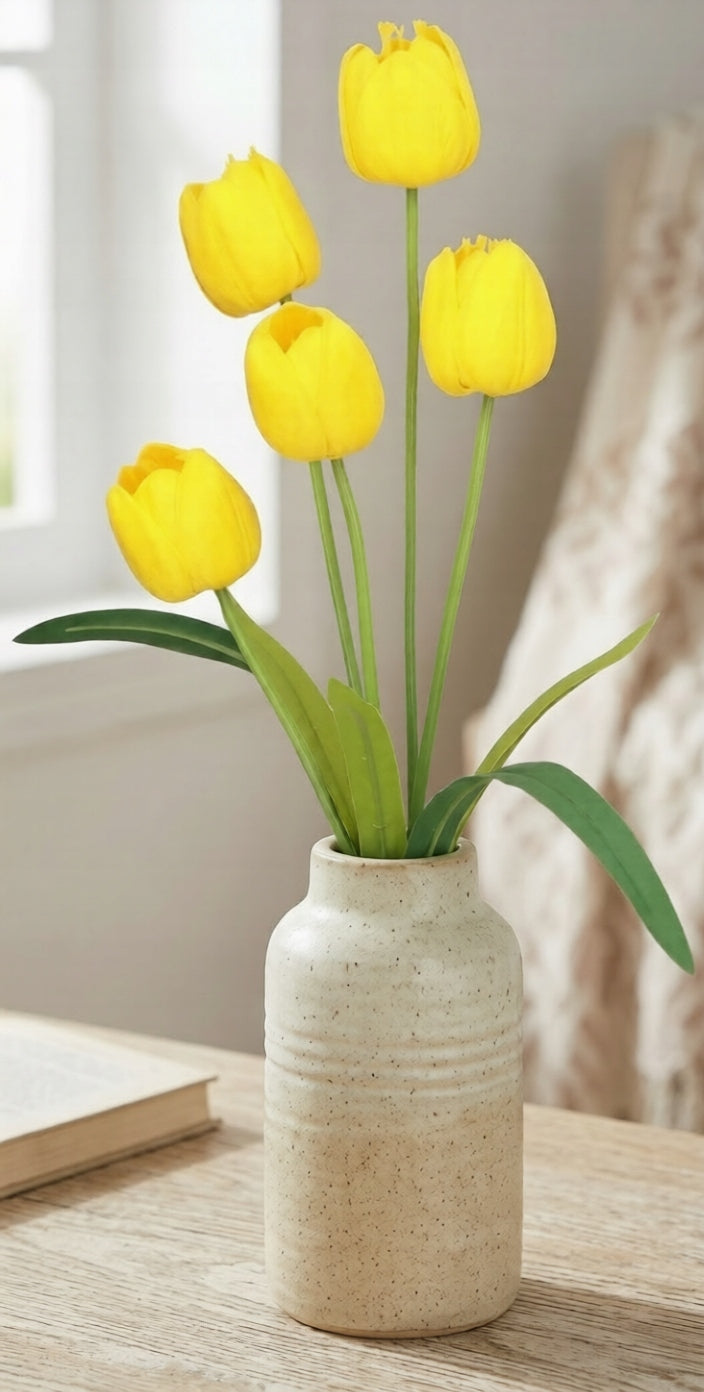 TULIPAN BUKIET TULIPANÓW SZTUCZNYCH PIANKOWYCH 53CM ŻÓŁTE TULIPANY