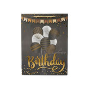 Torebka Prezentowa 23x18x10 Czarno-Złota Happy Birthday Balony