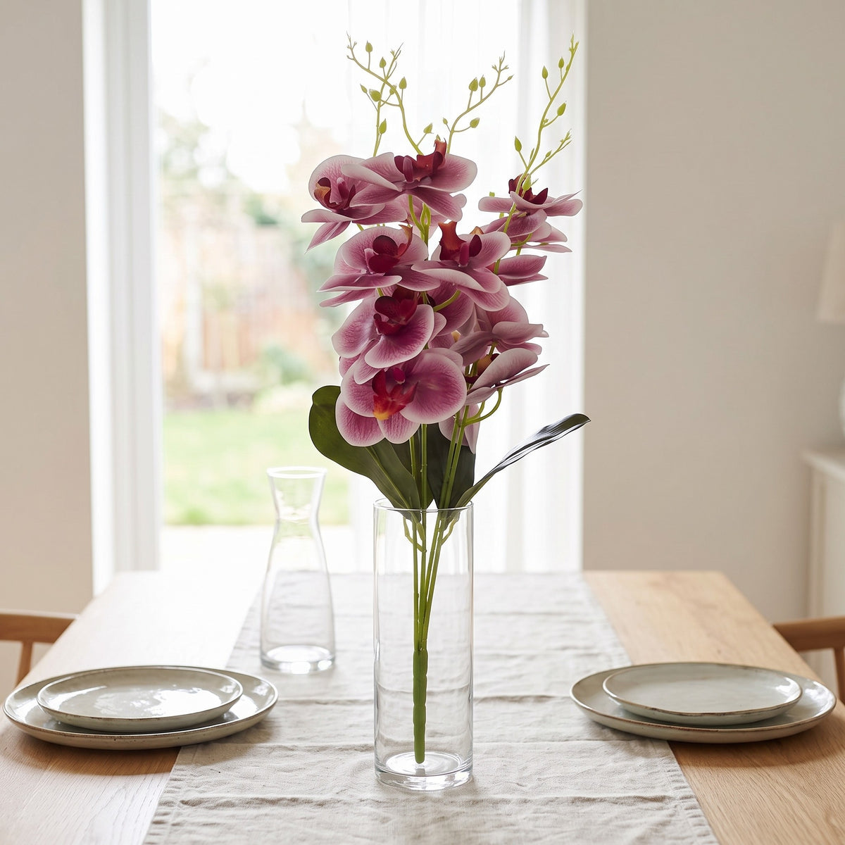 Storczyk Sztuczny Bukiet Biało-Różowy 59cm Orchidea 5 Gałązek Do Salonu