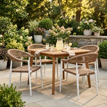 Krzesło Ogrodowe Brązowe 56x60x78 cm Plecione Sznurki Nowoczesne Wytrzymałe