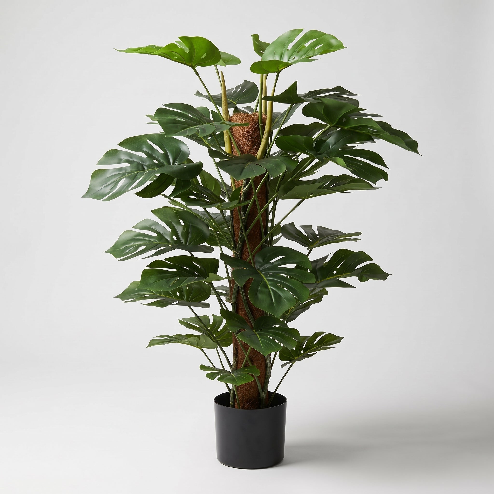 Duża sztuczna monstera w doniczce 110 cm na słupku kokosowym do salonu i biura