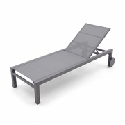Leżak Ogrodowy Basenowy Aluminium z Kółkami Leżanka na Taras 190x65x35 cm Szary Grafit