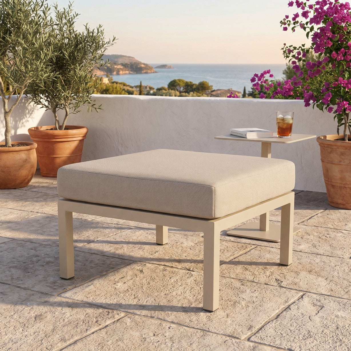 Pufa modułowa ogrodowa 70x70x44 cm siedzisko na taras i balkon premium