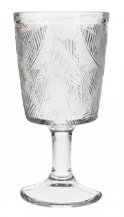 Kielich szklany 350 ml z tłoczonym wzorem liści elegancka szklanka na nodze