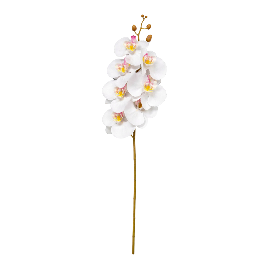 Storczyk Sztuczny Biały Z Żółtym Środkiem 92cm Gałązka Orchidea Do Wazonu