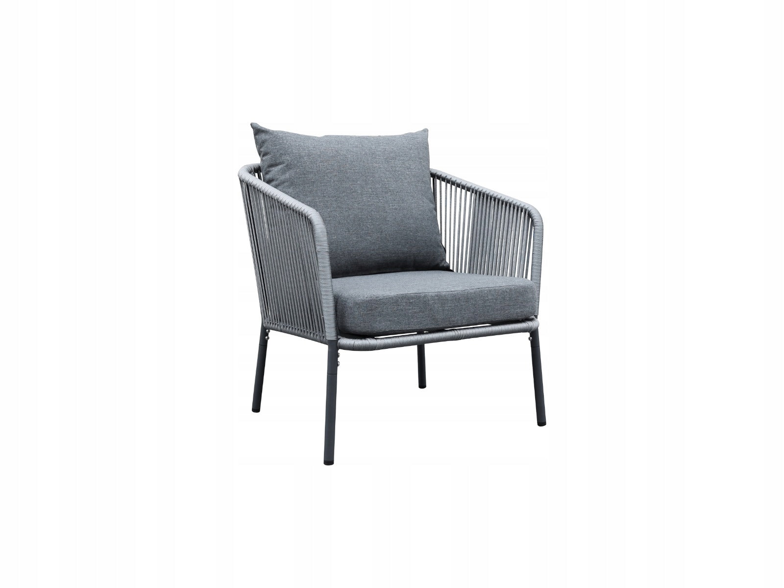 Zestaw mebli ogrodowych antracyt aluminiowa sofa 2 fotele stolik sznurowany