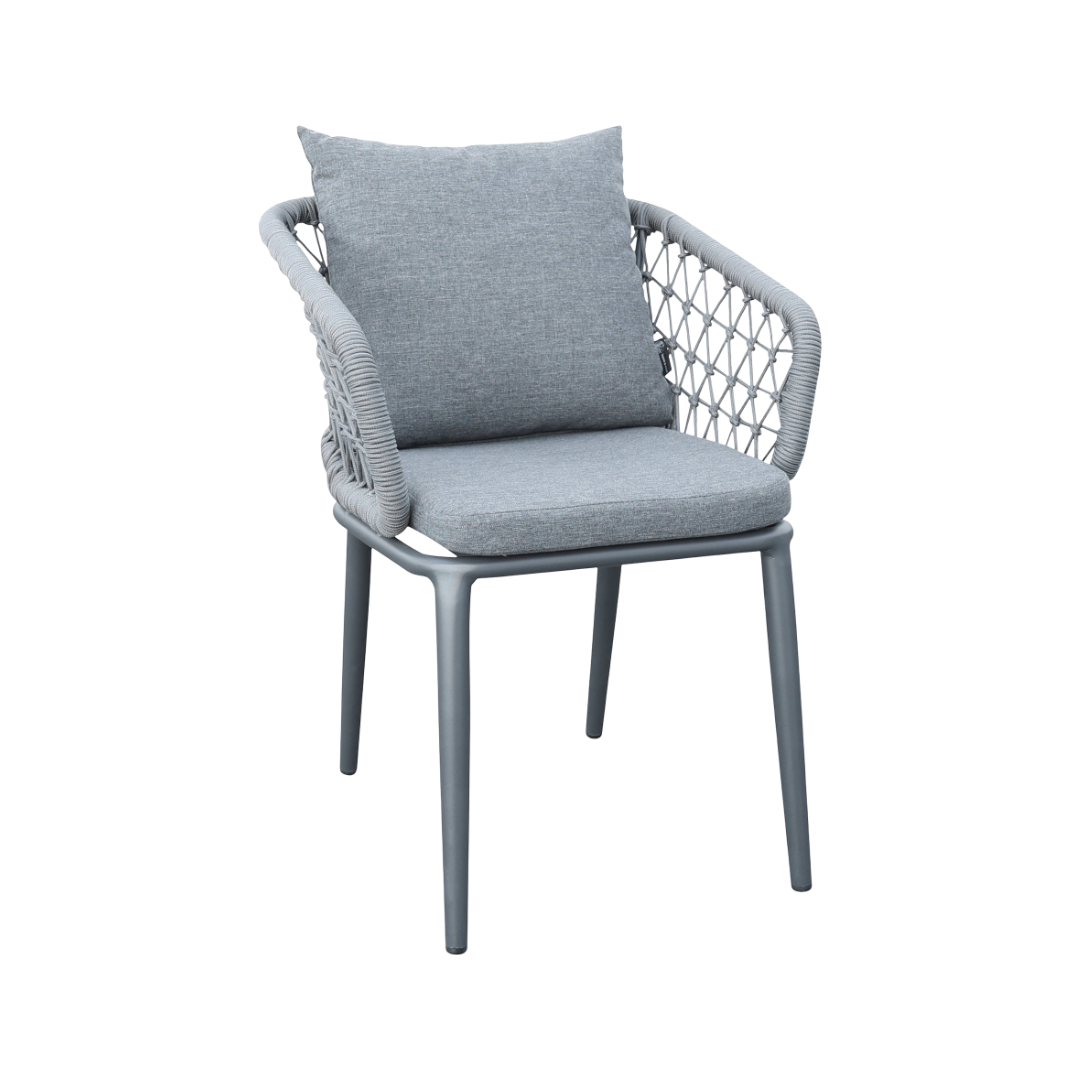 Krzesło ogrodowe aluminiowe antracyt taras sznurowane lekka rama 58x66x79cm