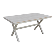 Stół ogrodowy aluminiowy beżowy 150x90x75 cm trwały blat kompozyt drewniany