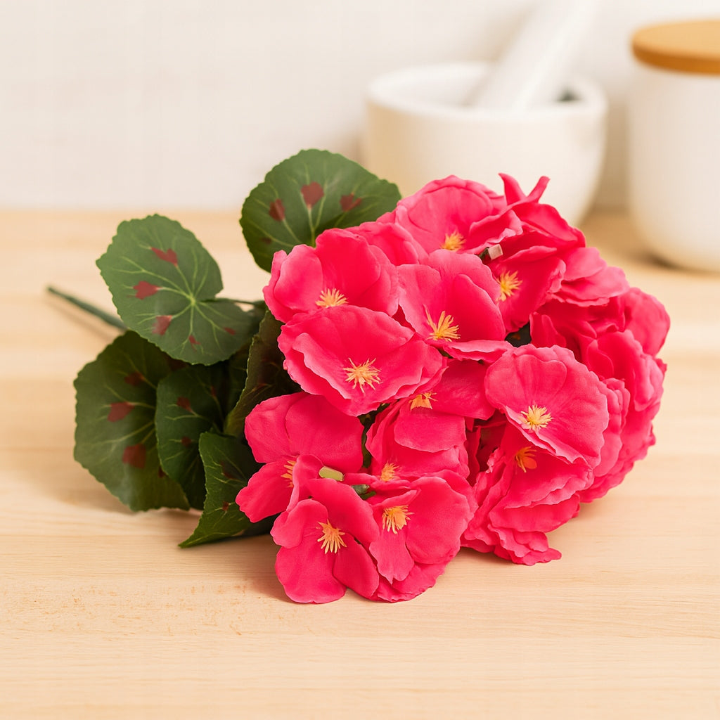Pelargonia Sztuczna BUKIET 32 cm Realistyczna KWIAT DEKORACYJNY MALINOWY