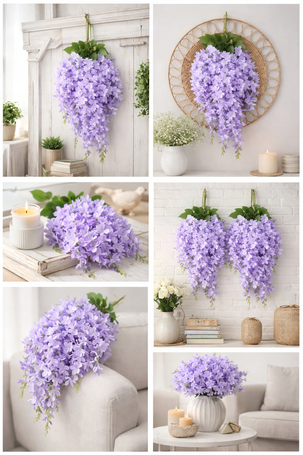 Wisteria Sztuczne Kwiaty Girlanda 65CM Kwiaty Wiszące Balkon