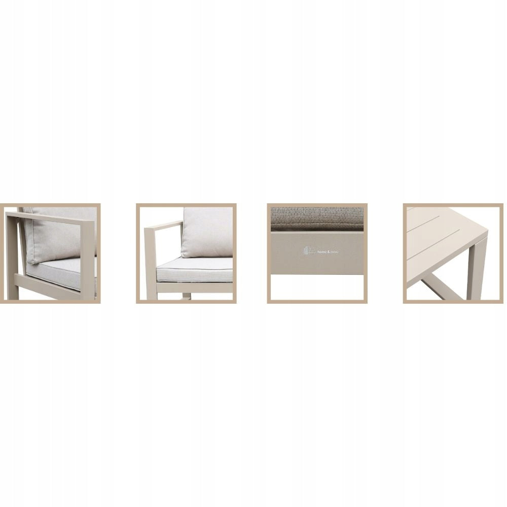 Beżowy zestaw mebli ogrodowych tarasowych 4 el. aluminiowych sofa, kanapa