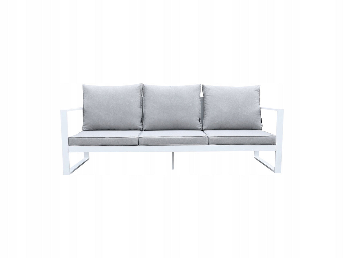 Zestaw mebli ogrodowych biały tarasowy 4 el. aluminiowych sofa, kanapa stół