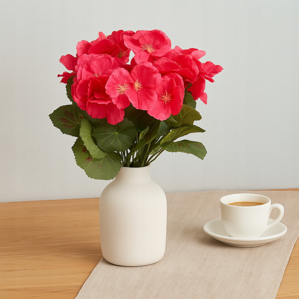 Pelargonia Sztuczna BUKIET 32 cm Realistyczna KWIAT DEKORACYJNY MALINOWY