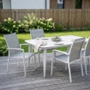 Stół ogrodowy aluminiowy ceramiczny 180x90 cm biały, zdjęcie 4