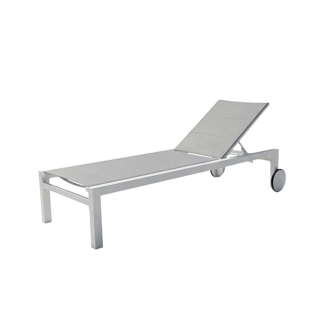 Leżak Ogrodowy Basenowy Biały Aluminium z Kółkami Leżanka  Taras 190x65x35