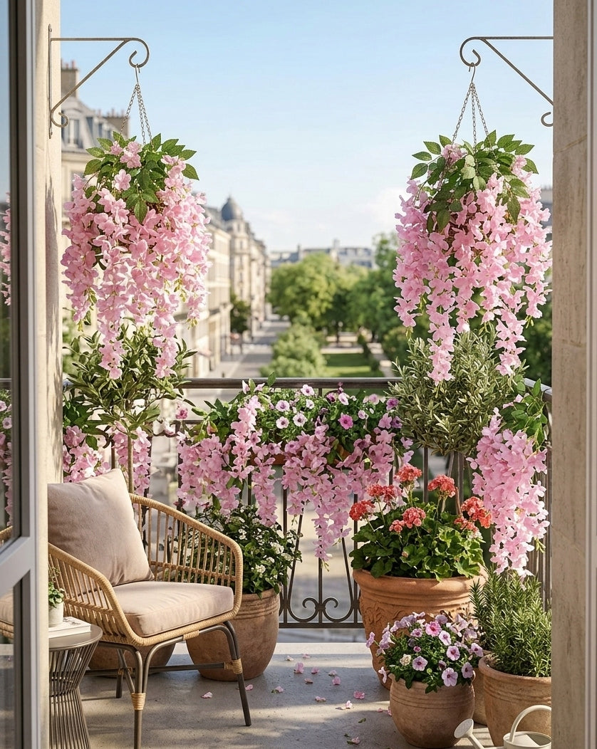 Wisteria Sztuczne Kwiaty Girlanda 65CM Kwiaty Wiszące Balkon Taras Ślub