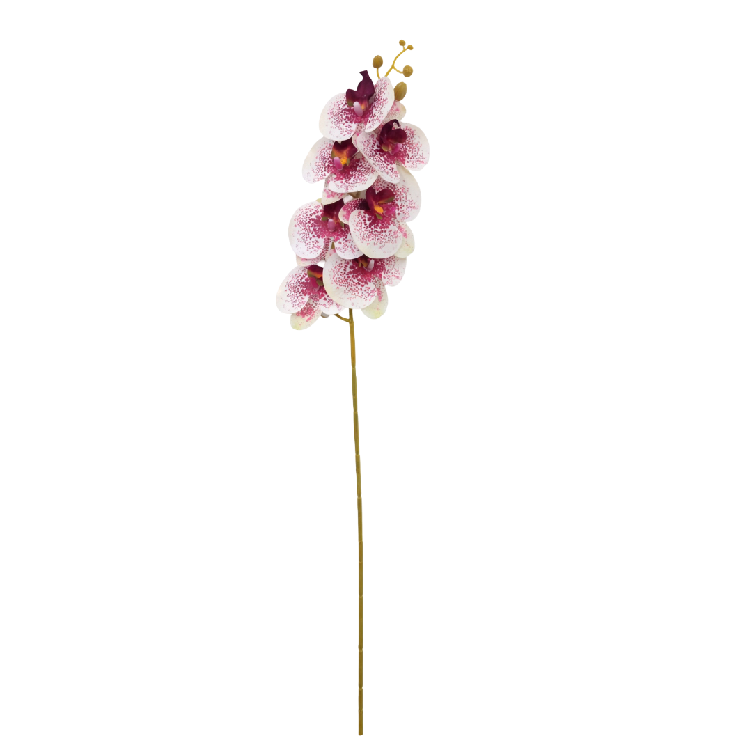 Storczyk Sztuczny Biało-Bordowy Cętkowany 92cm Gałązka Orchidea Do Wazonu