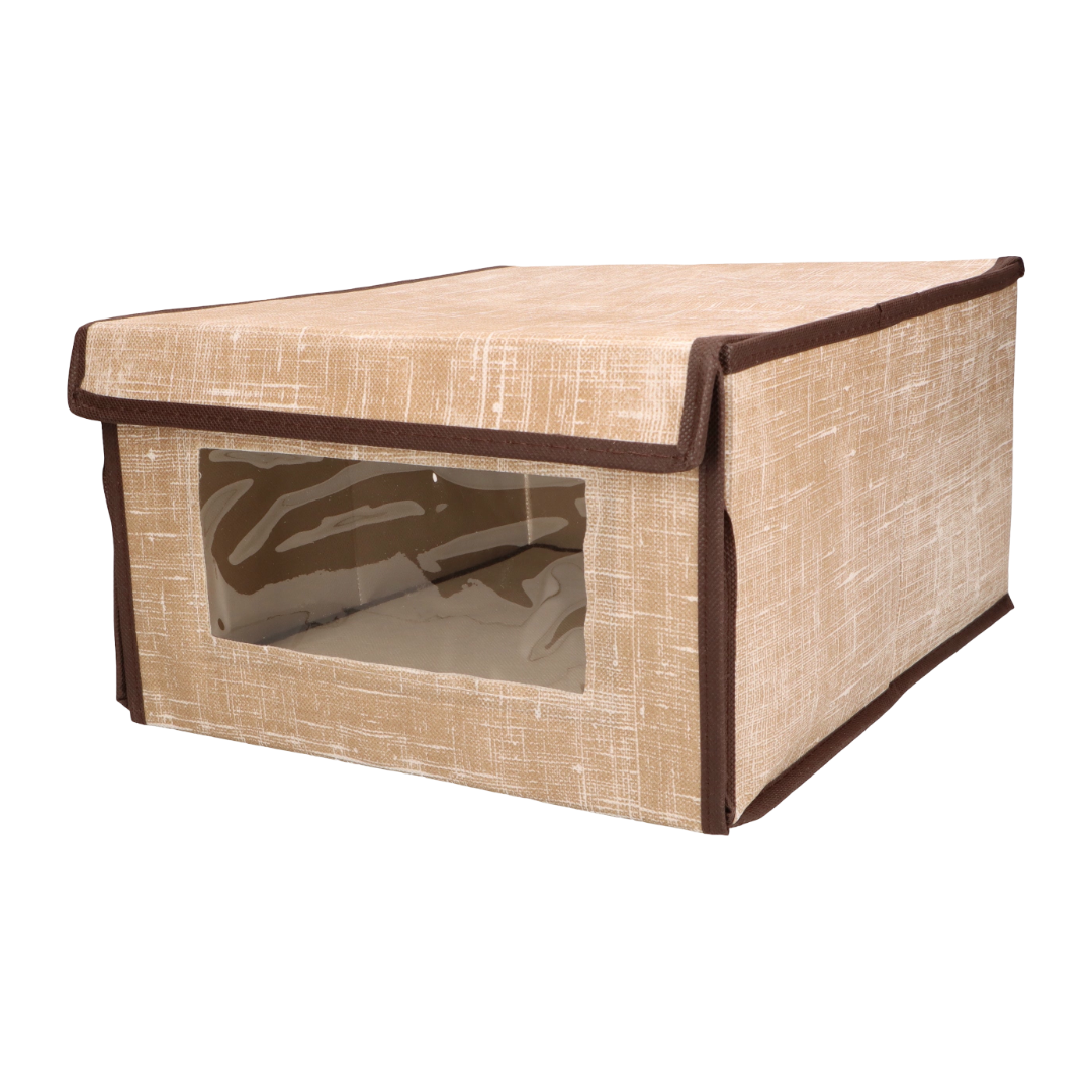 Organizer tekstylny Brązowy z oknem 34x29x19 cm pudełko do szafy domu biura