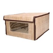 Organizer tekstylny Brązowy z oknem 34x29x19 cm pudełko do szafy domu biura