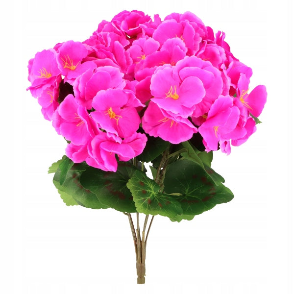 Sztuczna Pelargonia Różowa Bukiet 7 Gałązek 37 cm Realistyczna Ozdoba Kwiat