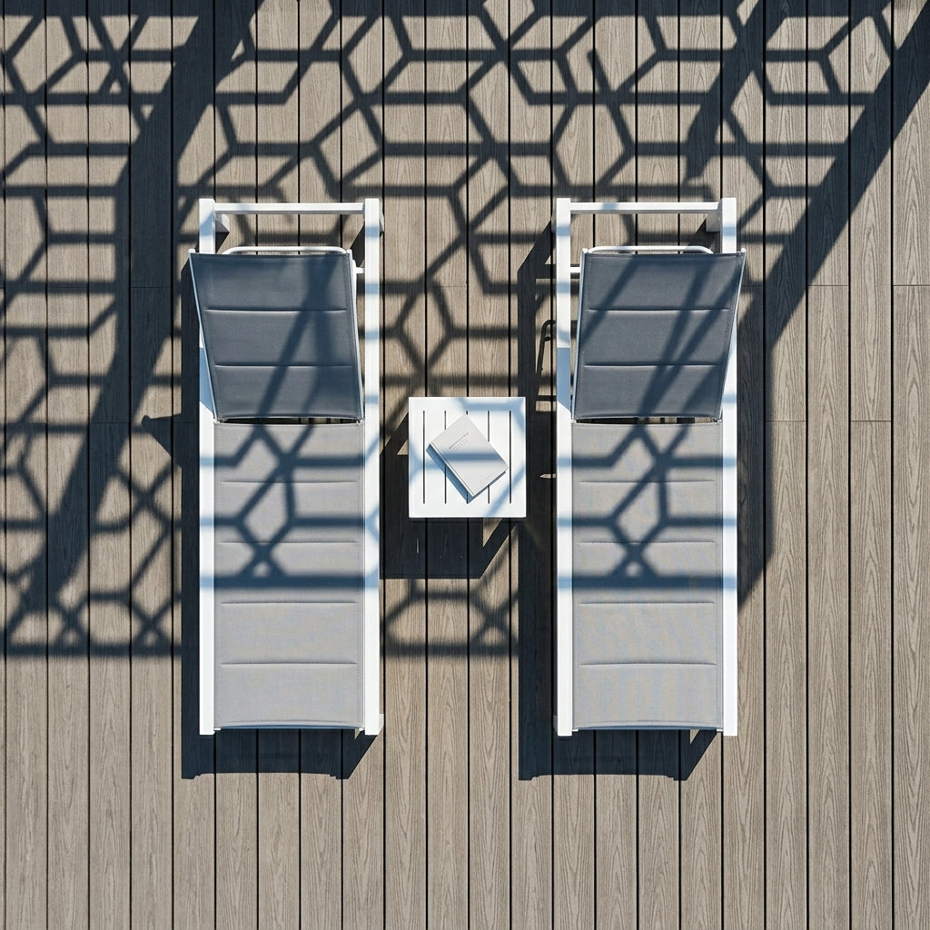 Leżak Ogrodowy Basenowy Aluminium Pianka Miękka Szybkoscnąca 190x65x30 cm Biały Szary
