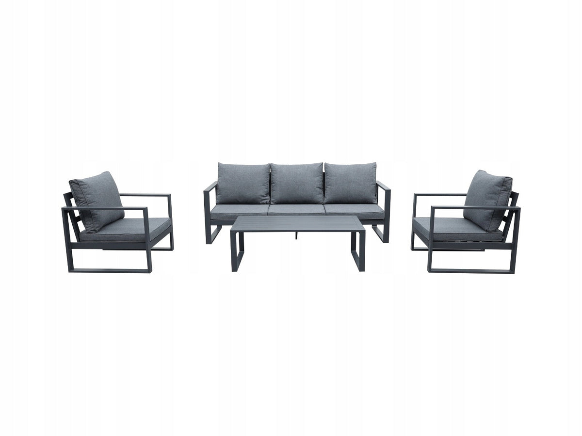 Zestaw mebli ogrodowych antracyt tarasowy 4 el. aluminiowych sofa, kanapa