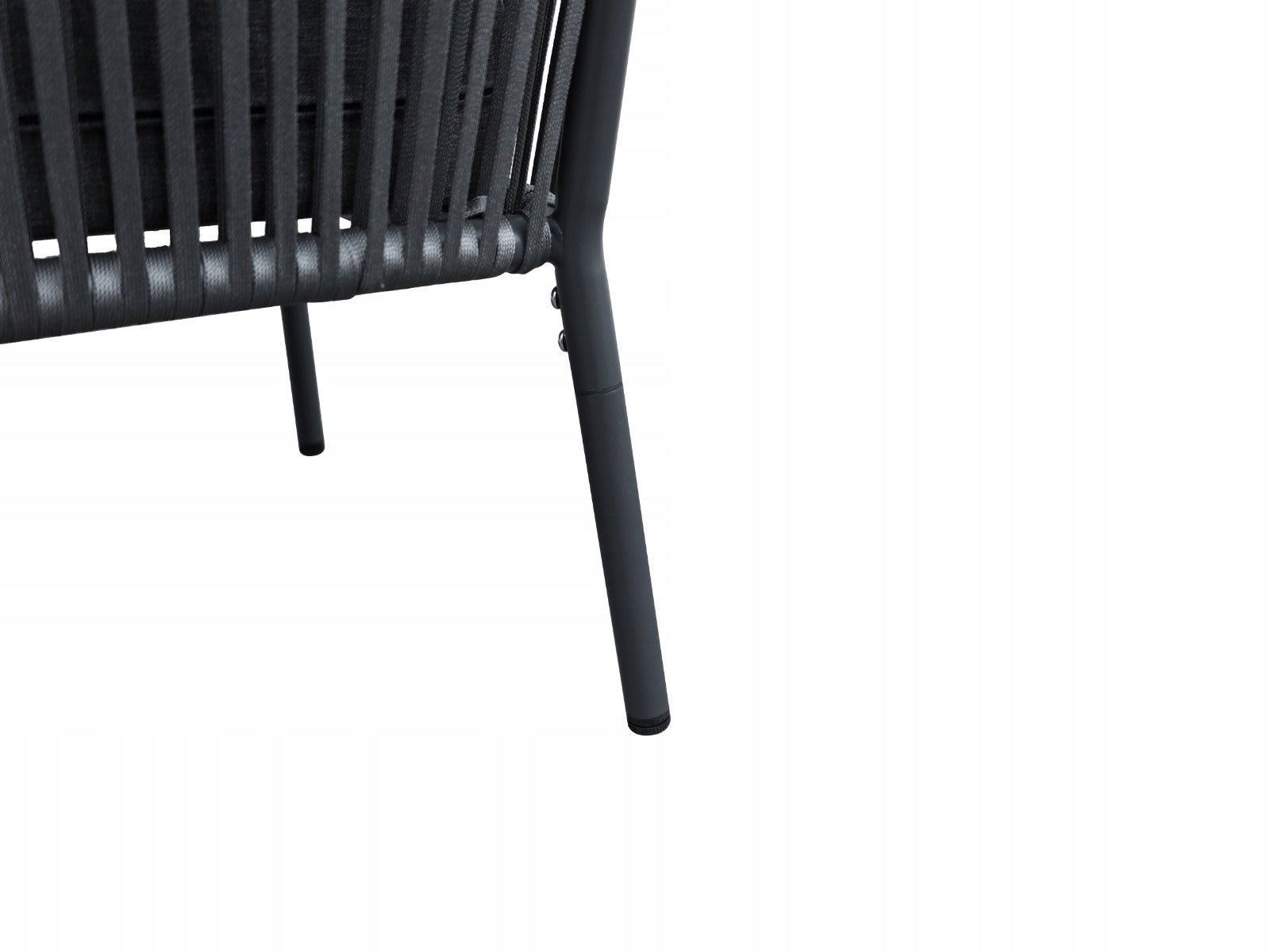 Zestaw mebli ogrodowych antracyt aluminiowa sofa 2 fotele stolik sznurowany