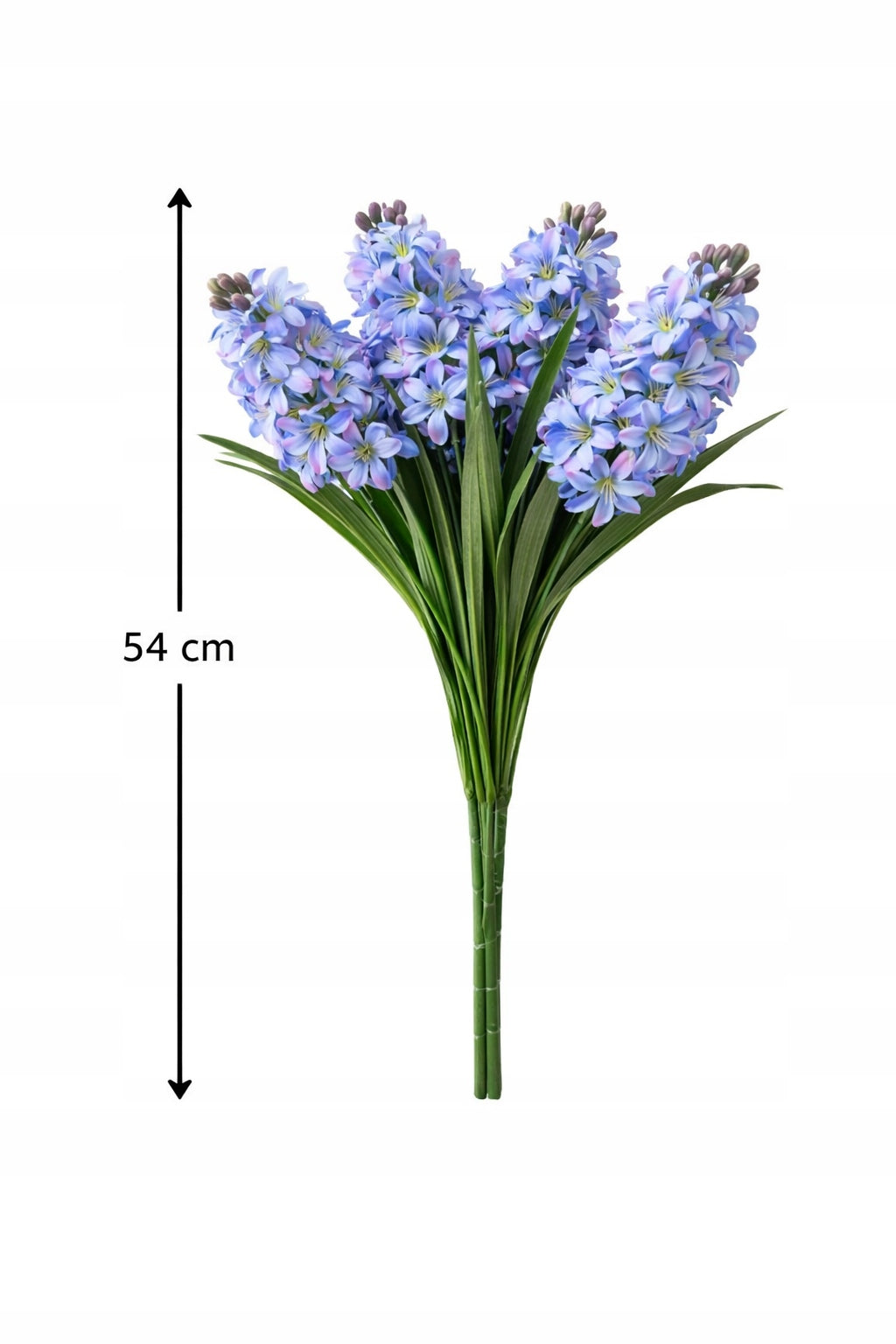 KWIAT SZTUCZNY HIACYNT BUKIET 57CM 7 DUŻYCH GŁÓWEK KOLOR JASNY NIEBIESKI
