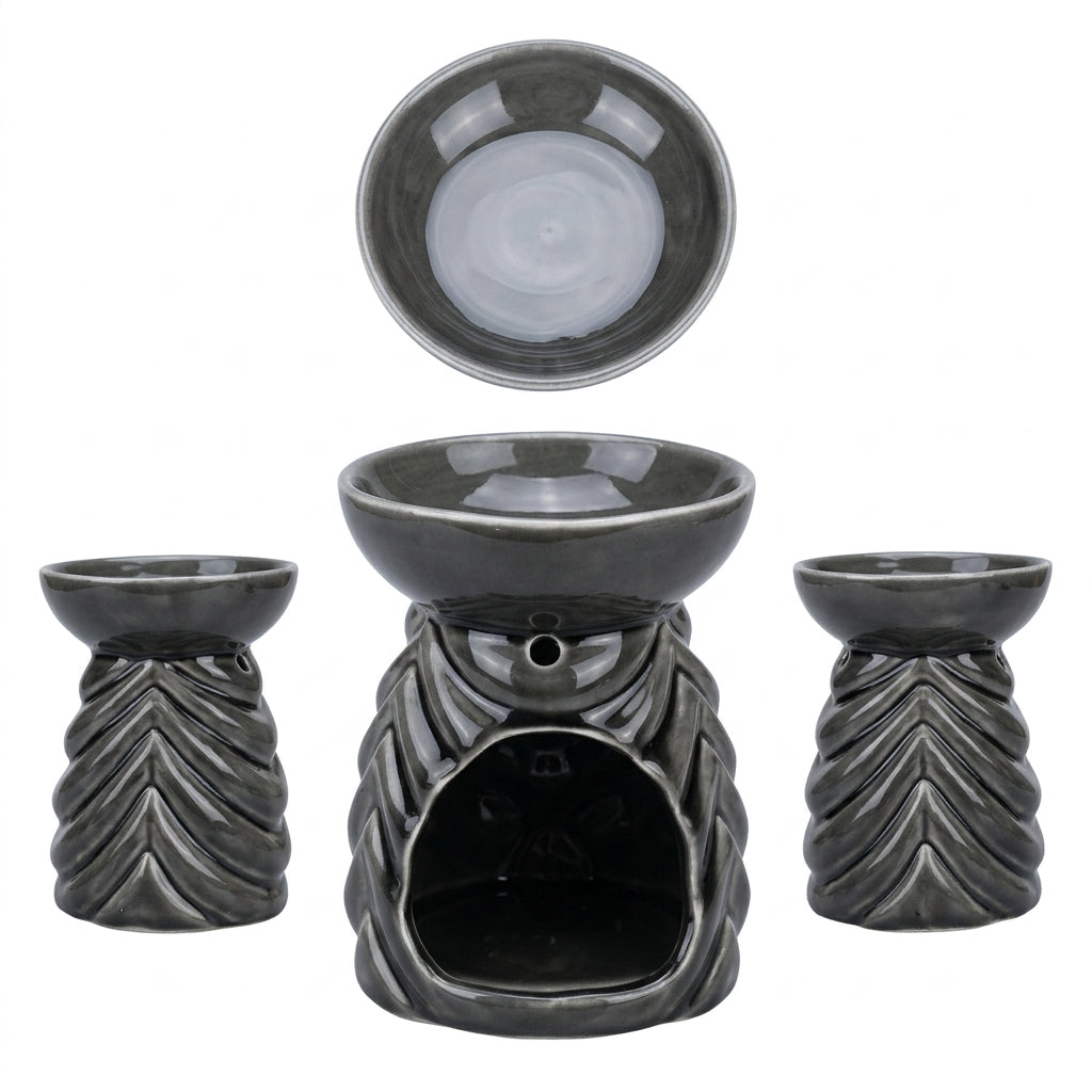 Kominek Ceramiczny Czarny Podgrzewacz Zapachowy
