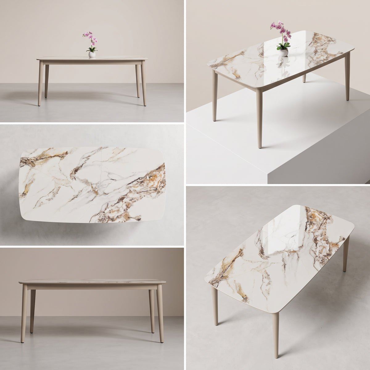 Stół ogrodowy aluminiowy beżowy 180x90 cm Spiek kamienny solidny i trwały