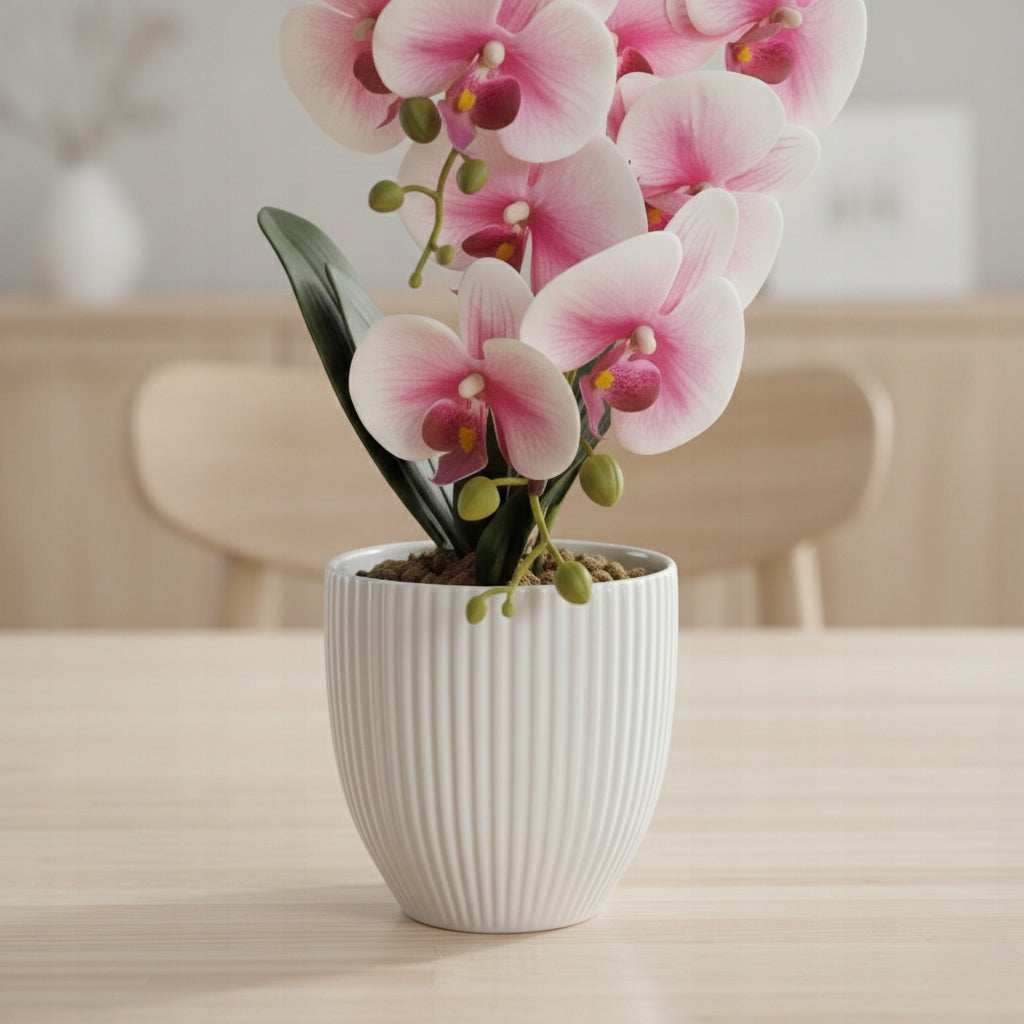 Storczyk w Doniczce Biały Różowy 58 cm Orchidea Kwiat Sztuczny Dekoracyjny
