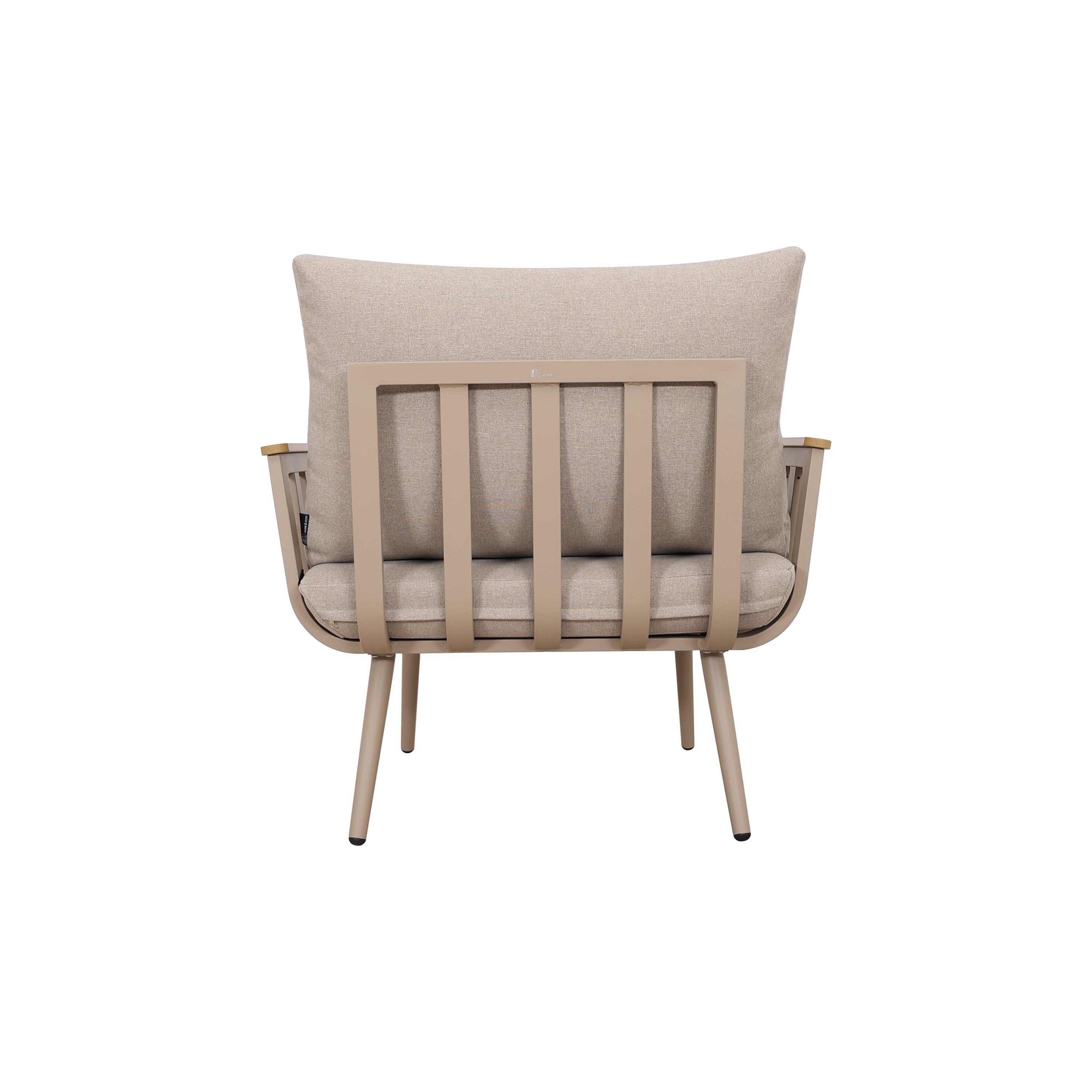 Zestaw Mebli Ogrodowych Sofa Stolik Fotel x2 Beżowy Drewnopodobny
