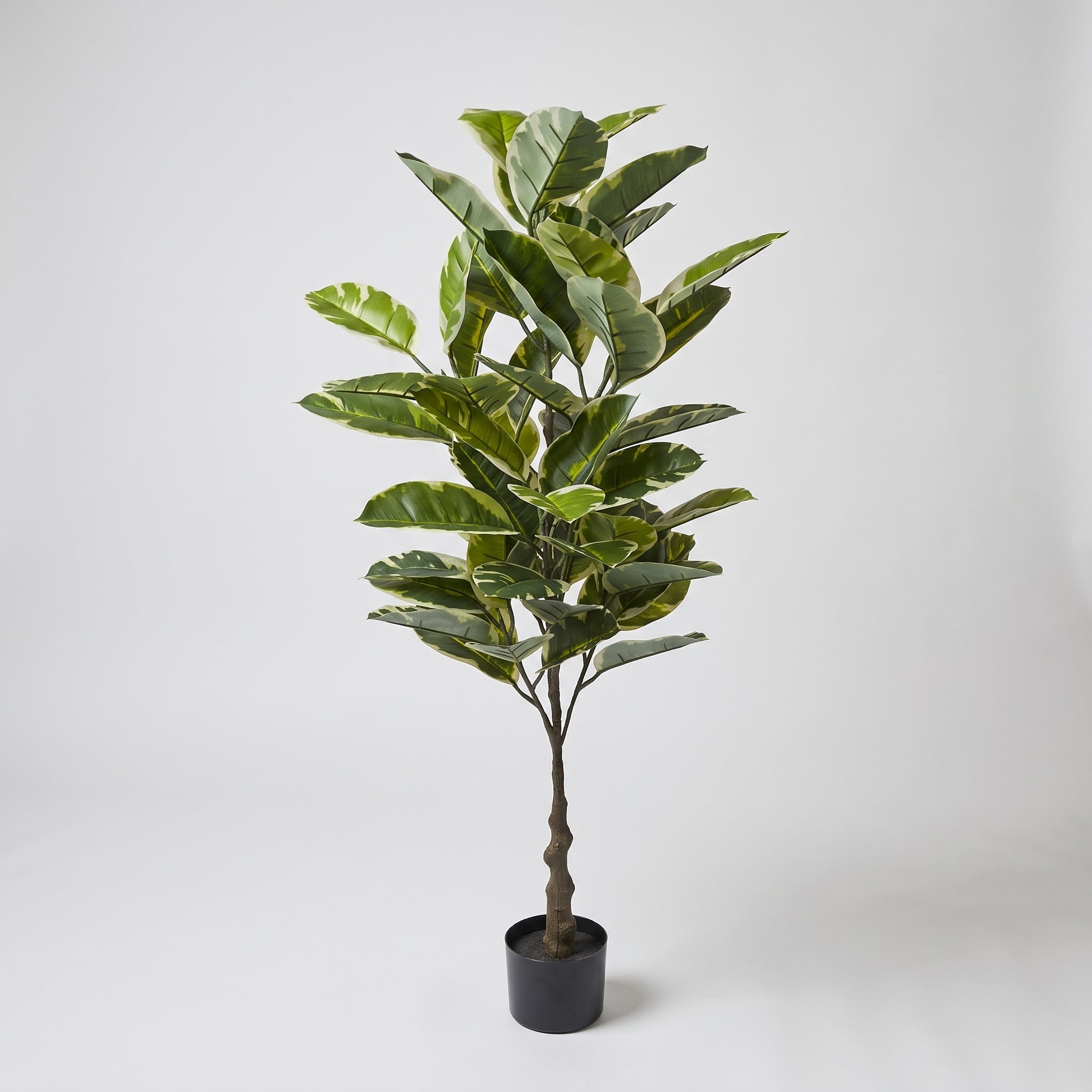 Sztuczny fikus sprężysty pstrokaty w doniczce 125 cm drzewko do salonu i biura