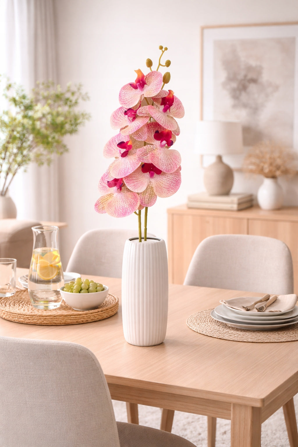 KWIAT SZTUCZNY STORCZYK 92 CM POJEDYNCZA GAŁĄZKA ORCHIDEA DUŻE KWIATY