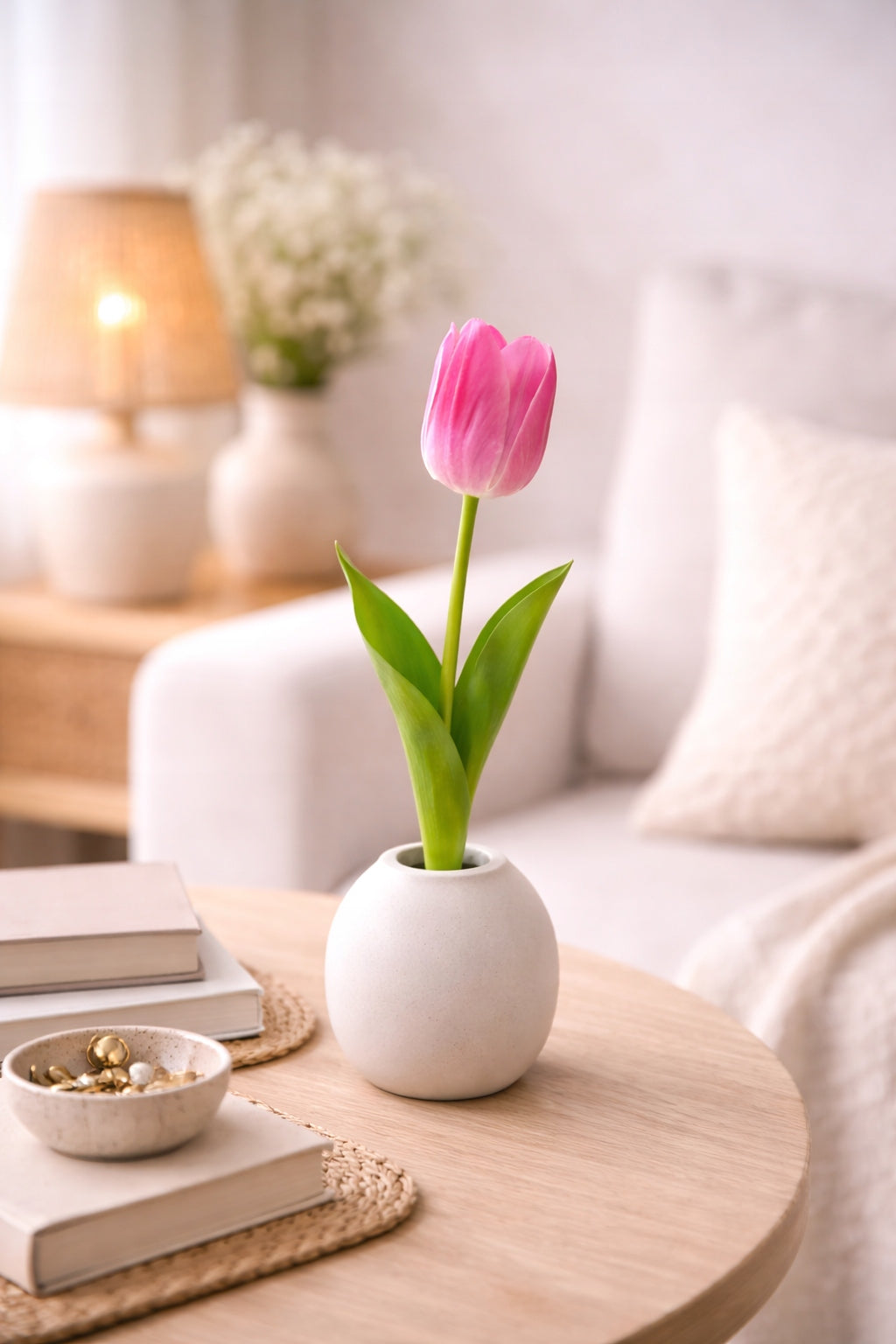 TULIPAN PIANKOWY POJEDYNCZY 42 CM WIOSENNA DEKORACJA WAZONU KOLOR CZERWONY