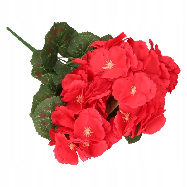 Pelargonia Sztuczna BUKIET 32 cm Realistyczna KWIAT DEKORACYJNY CZERWONY