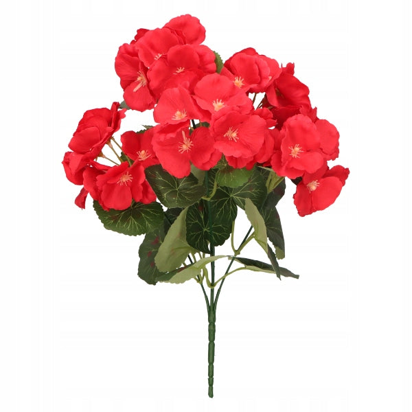 Pelargonia Sztuczna BUKIET 32 cm Realistyczna KWIAT DEKORACYJNY CZERWONY