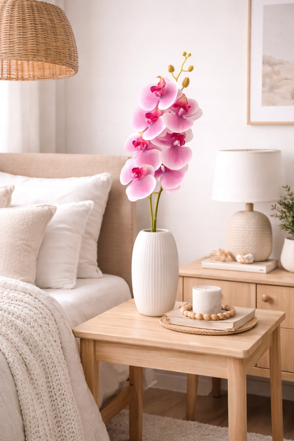KWIAT SZTUCZNY STORCZYK 92 CM POJEDYNCZA GAŁĄZKA ORCHIDEA DUŻE KWIATY