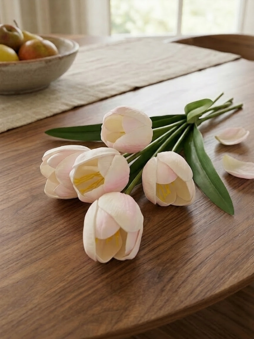 TULIPAN BUKIET TULIPANÓW SZTUCZNYCH PIANKOWYCH 53cm KOLOR JASNY RÓŻ