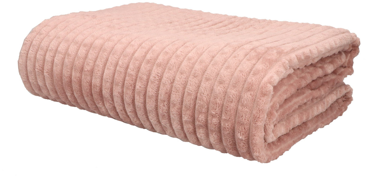 Koc 200x220cm Wytłaczany Pudrowy Róż Miękki Ciepły Narzuta na Łóżko Premium