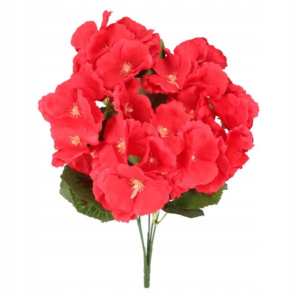 Pelargonia Sztuczna BUKIET 32 cm Realistyczna KWIAT DEKORACYJNY CZERWONY