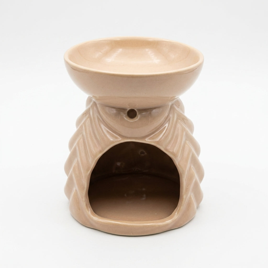 Kominek Ceramiczny Beżowy Podgrzewacz Zapachowy