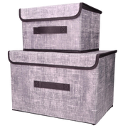 Organizery tekstylne granatowe 38x25x23 cm + 26x20x16cm komplet z pokrywami
