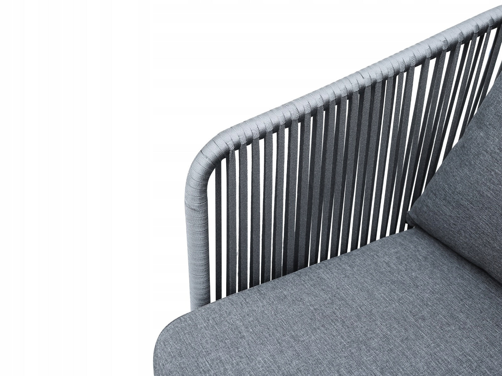 Zestaw mebli ogrodowych antracyt aluminiowa sofa 2 fotele stolik sznurowany