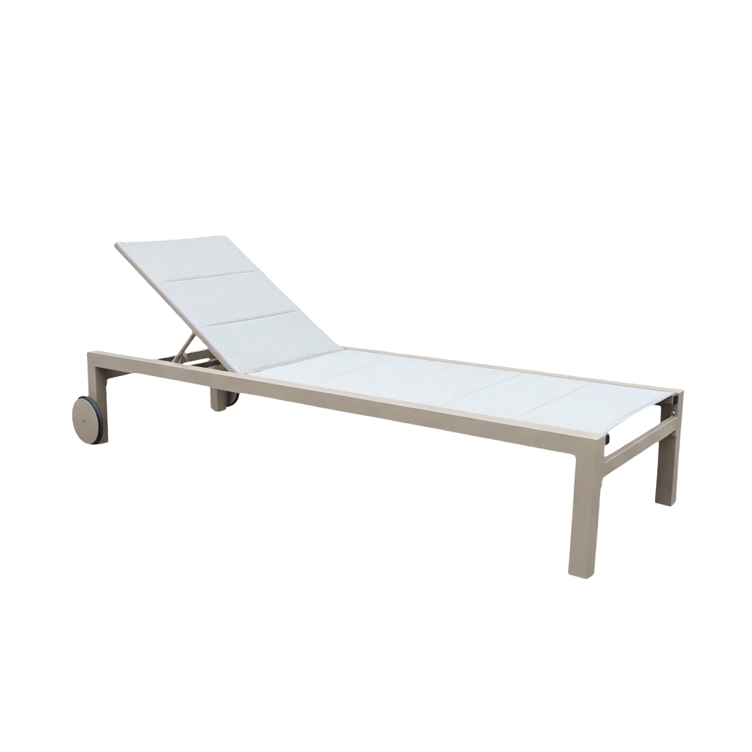 Leżak Ogrodowy Basenowy Aluminium z Kółkami Leżanka na Taras 190x65x35 cm