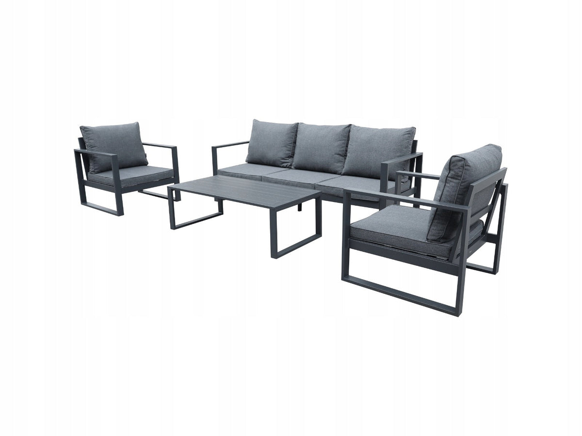 Zestaw mebli ogrodowych antracyt tarasowy 4 el. aluminiowych sofa, kanapa