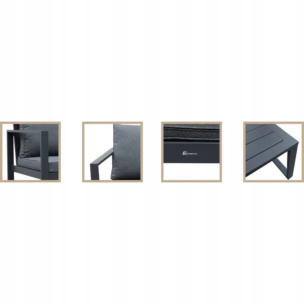 Zestaw mebli ogrodowych antracyt tarasowy 4 el. aluminiowych sofa, kanapa