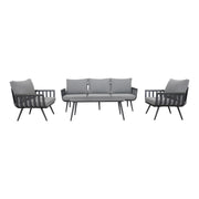 Zestaw Mebli Ogrodowych Sofa Stolik Fotel x2 Grafit