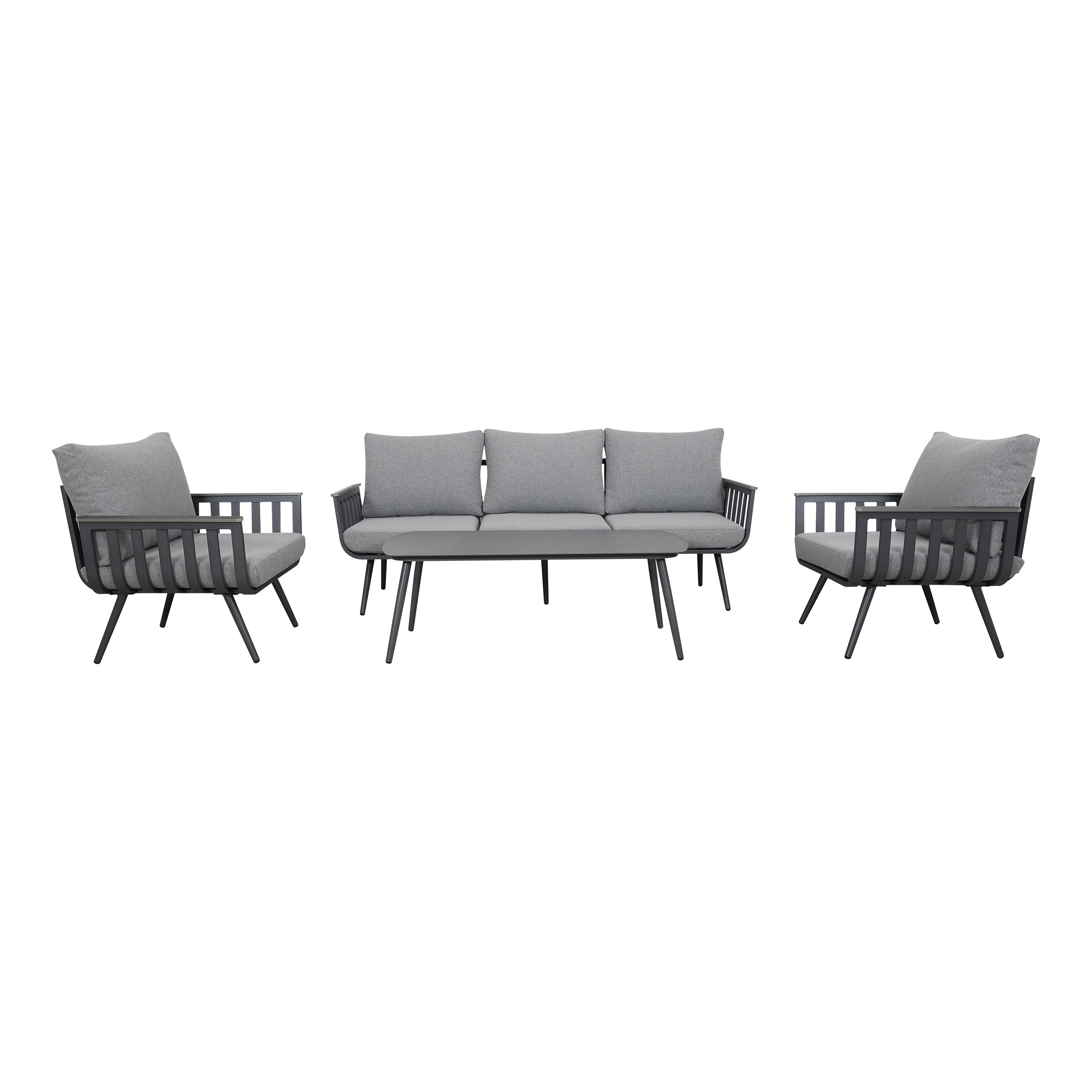 Zestaw Mebli Ogrodowych Sofa Stolik Fotel x2 Grafit