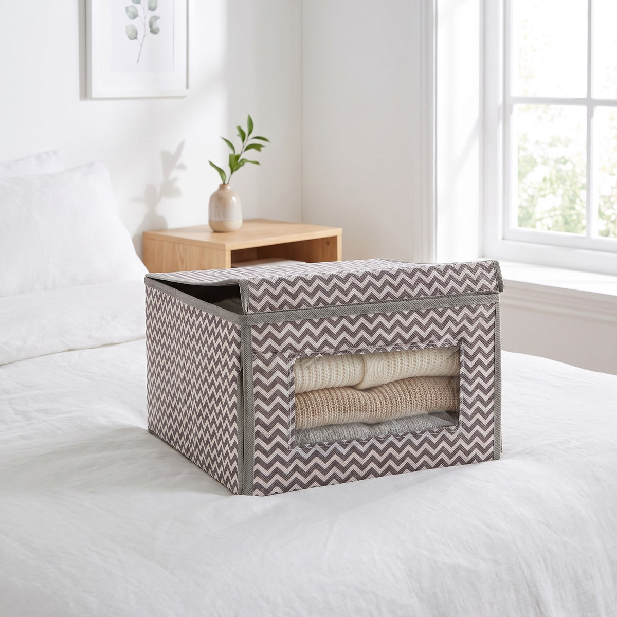 Organizer tekstylny Zygzak z oknem 34x29x19 cm pudełko do biura domu szafy